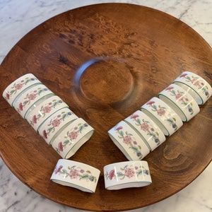 Minton Haddon Hall Green Line Bone China Napkin Rings. Sets of 6.